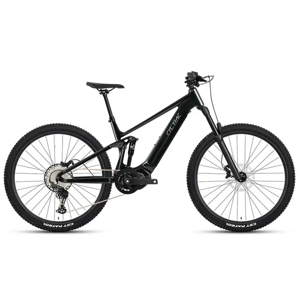 Mountain bike with a black and orange frame on a white background Cyctrac EM6 12S High Electric Mountain Bike